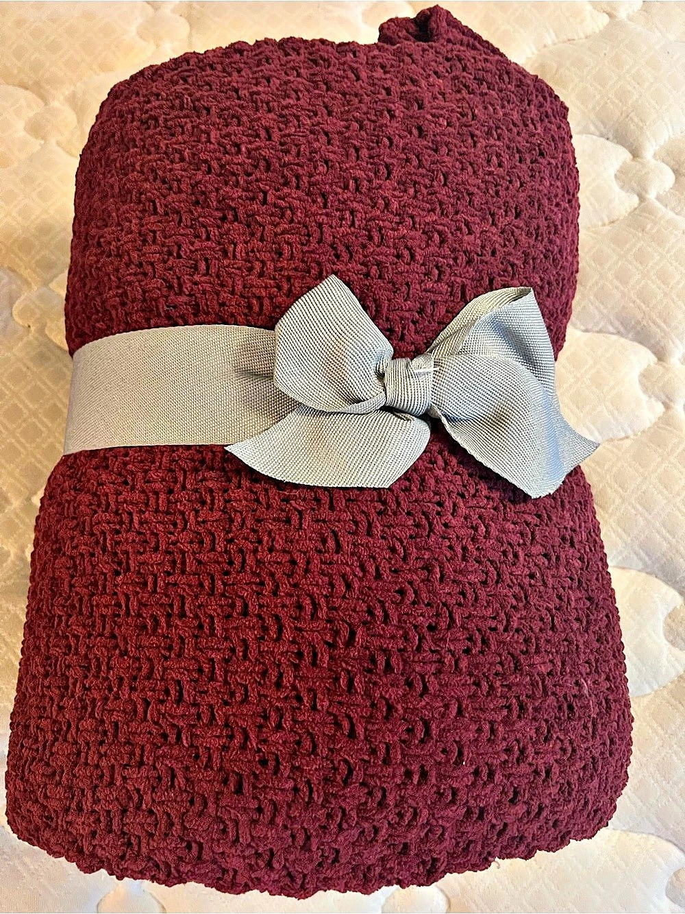 Burgundy Textured Blanket Throw